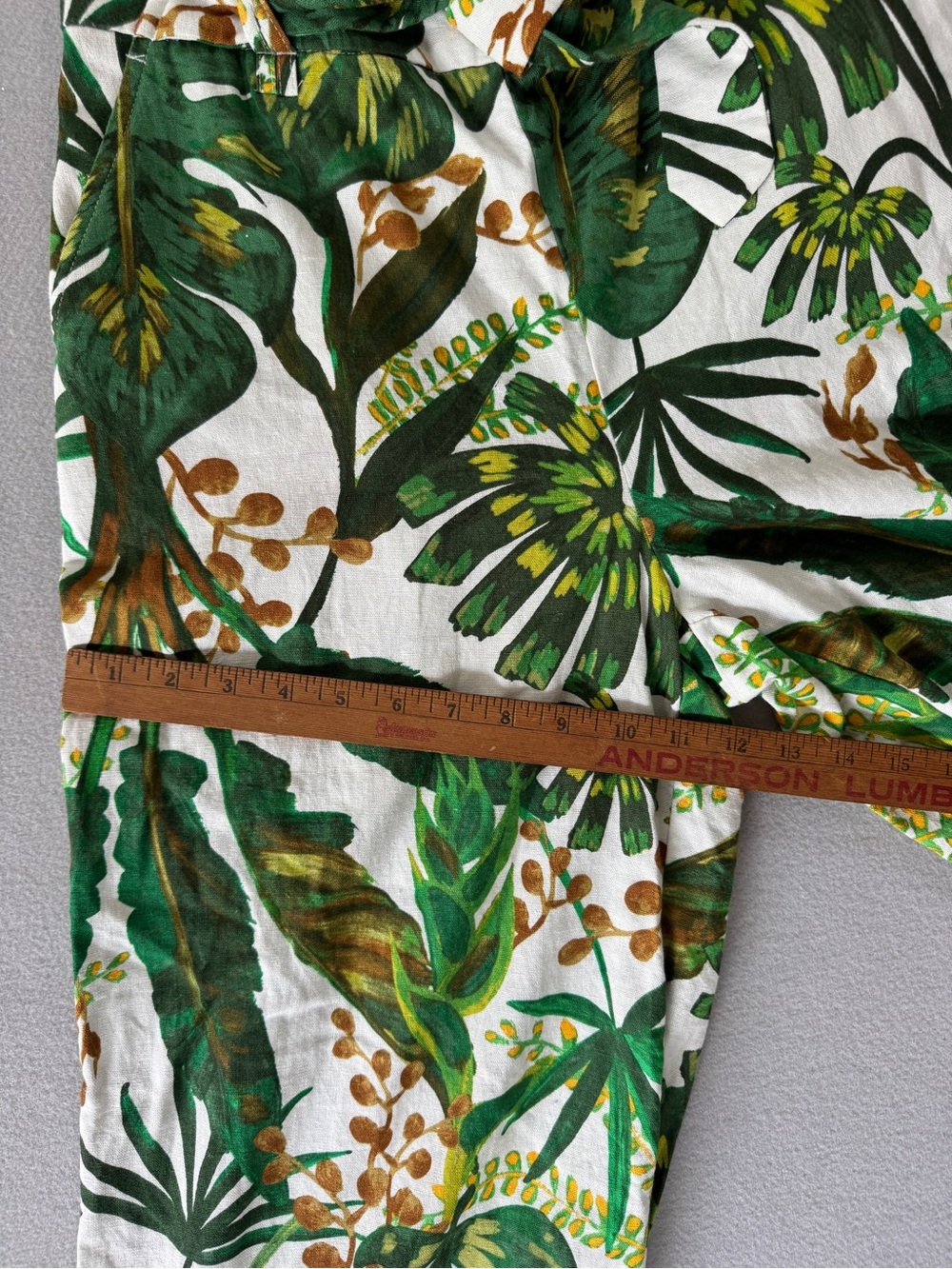 Joie Tropical Print Linen Blend Wide Leg Crop Pants Tie Waist Green White Size M - Picture 9 of 14
